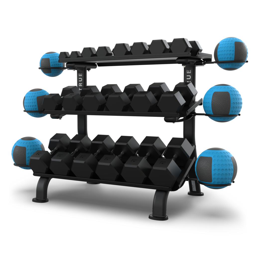 TRUE FITNESS 3-Tier Flat Tray Dumbbell Rack