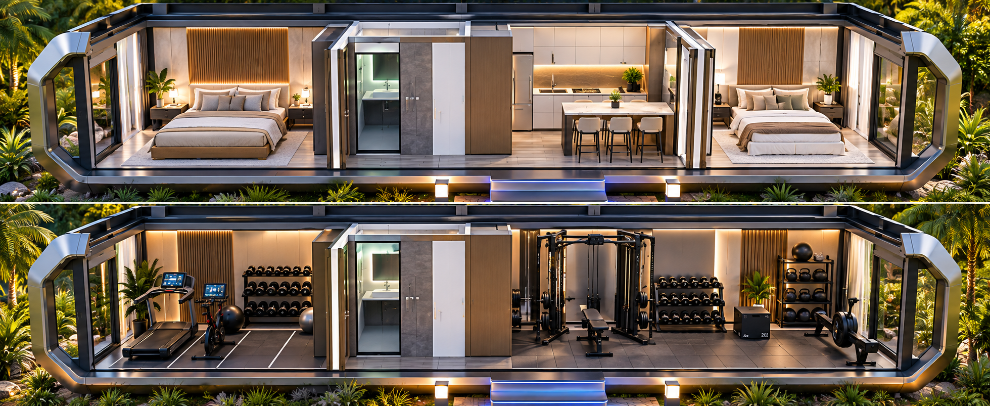 I-SHAPE 2BR 2 Bedroom Modular Unit for Office, Home or Gym — 31 m²
