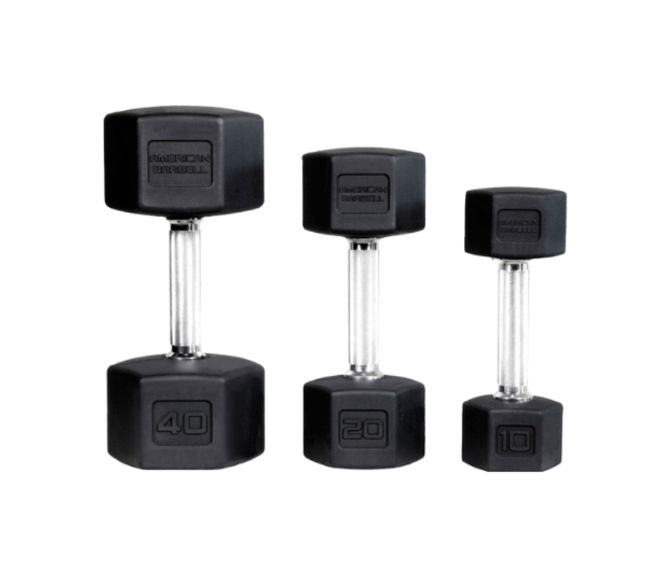 RUBBER HEX DUMBBELLS